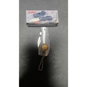 Moonlight Pocket Knife Keychain 2" Stainless Blade Red LED Masonic Delaware